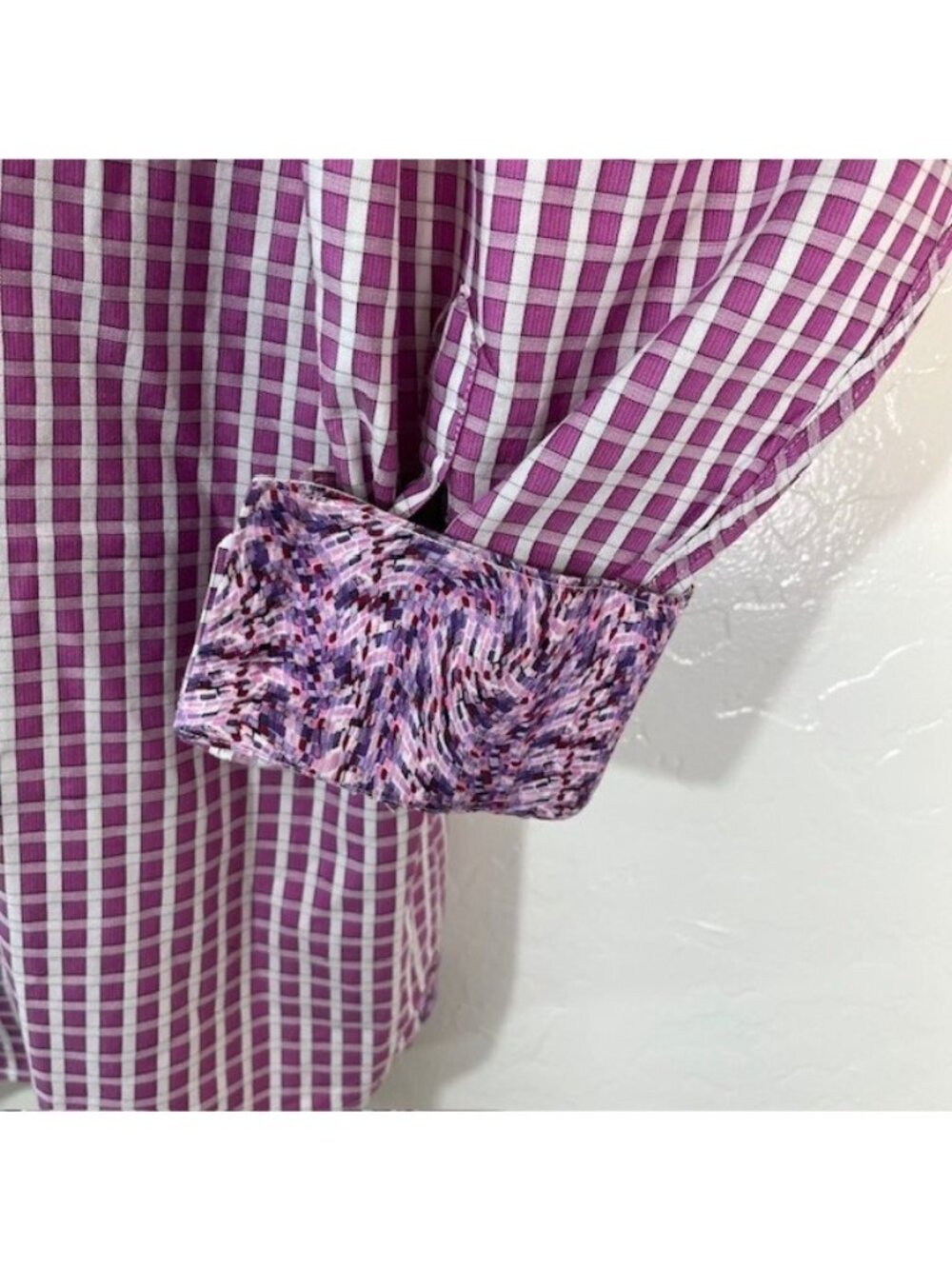 Robert Graham Shirt Mens XXXL Button Up Flip Cuff Art Pink White Check - Picture 5 of 7